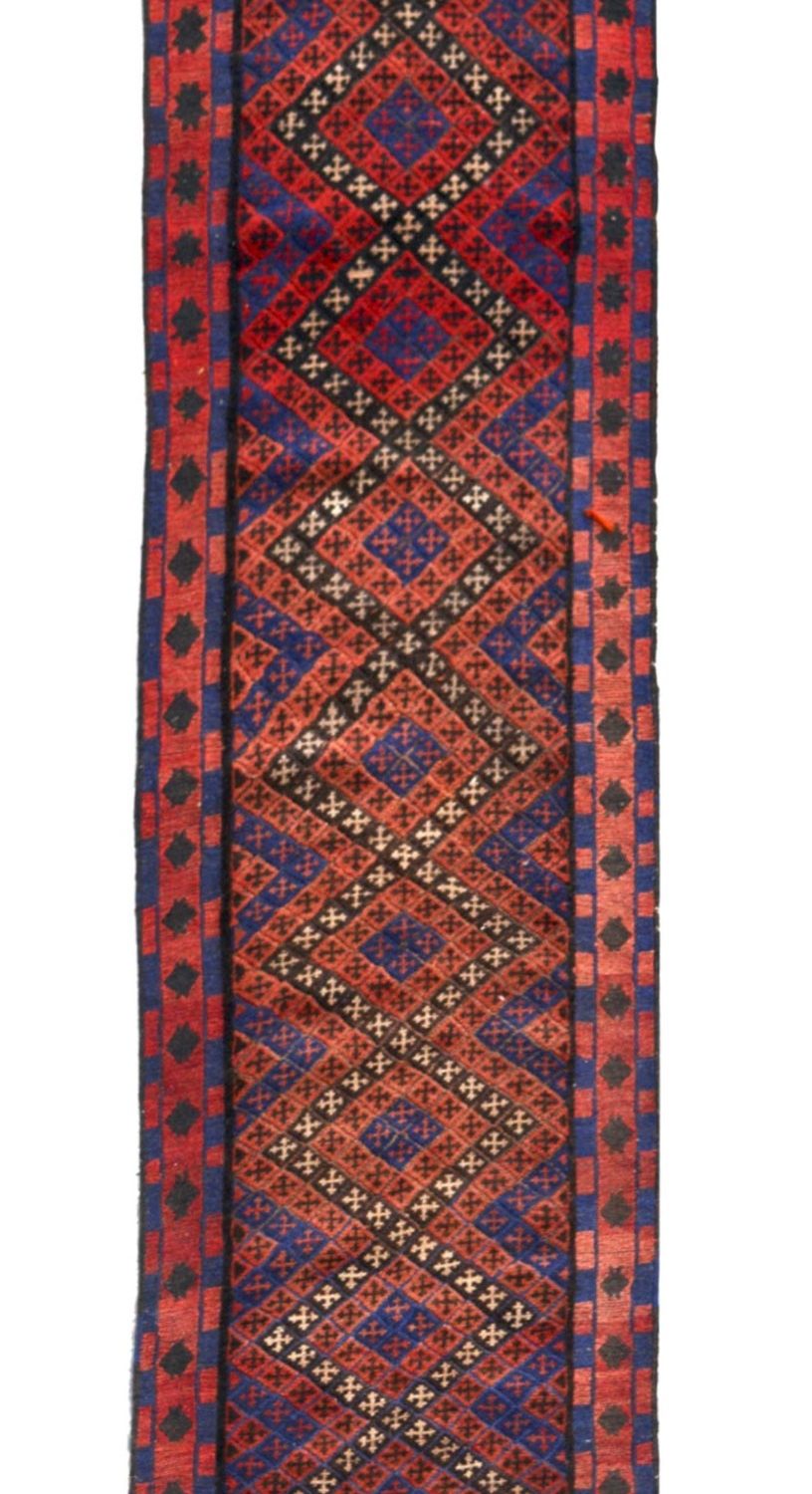 Shop a beautiful handmade Persian Geometrical Afghan Runner Rugs Yak