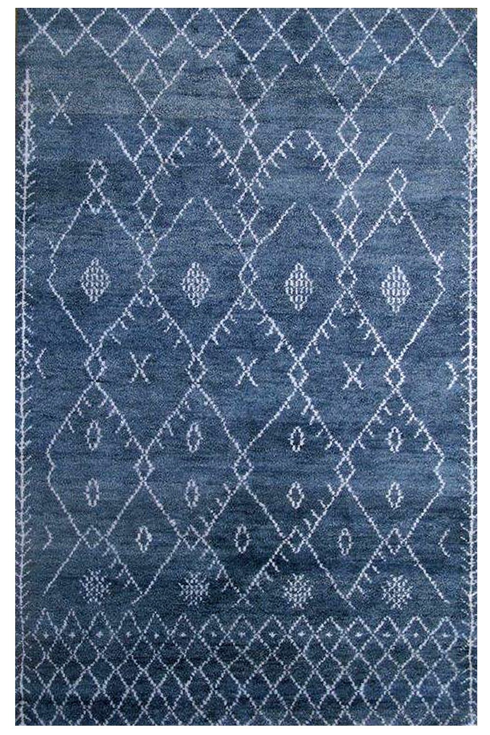 Buy Blue Denim Handknotted Moroccan Area Rug