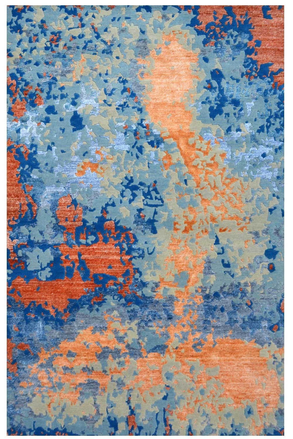 Orange spray Wool Rug