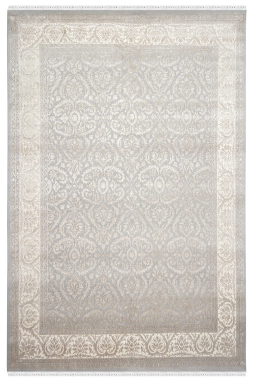 Embossed Grey Handknotted Wool Rug