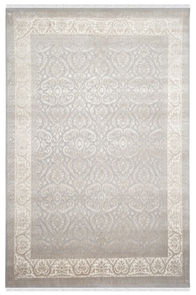 Buy Embossed Grey Handknotted Wool Rug from Yak Carpet