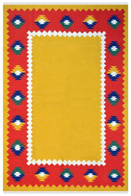 Diamond Border woolen dhurrie