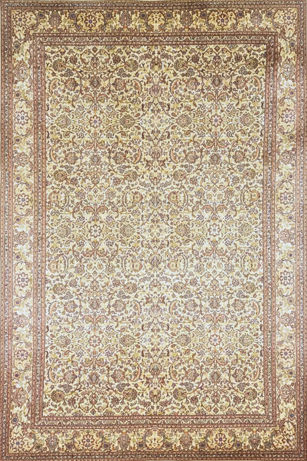 All Over Floral Kashan 8 x 10 Feet Pure Silk Handmade Carpet