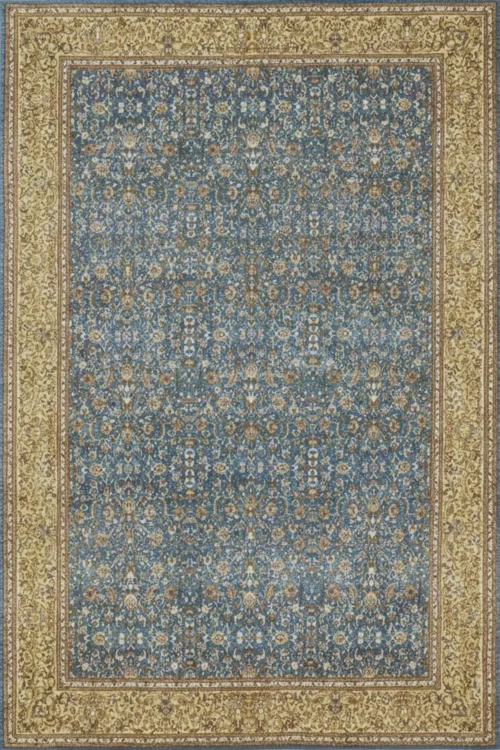 All Over Soothing Blue Kashan Floral Pattern 9 x 12 Feet Hand knotted Silk Carpet