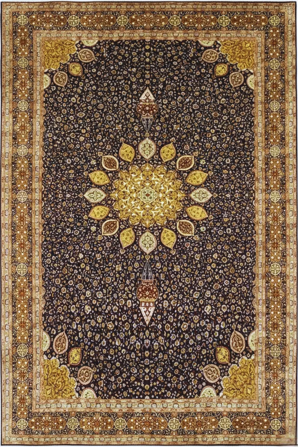 Ardabil Pure Silk Kashmir Handmade Carpet
