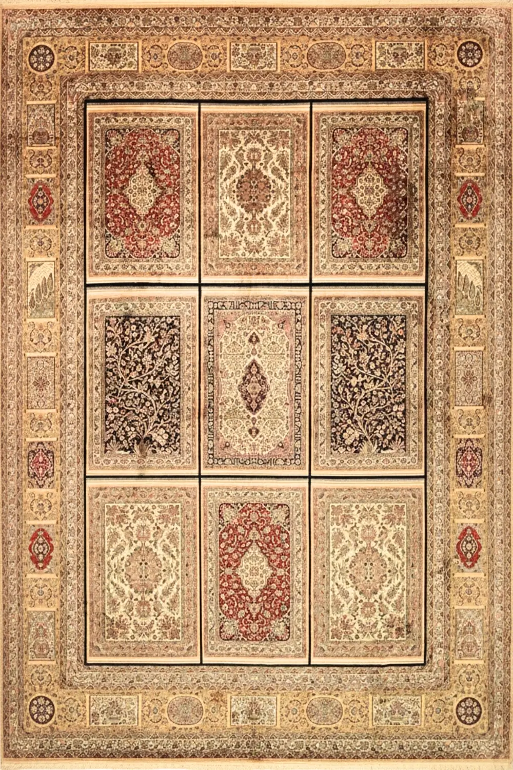 Jaali Sheesha Finest Pure Silk On Silk Hand Knotted Carpet