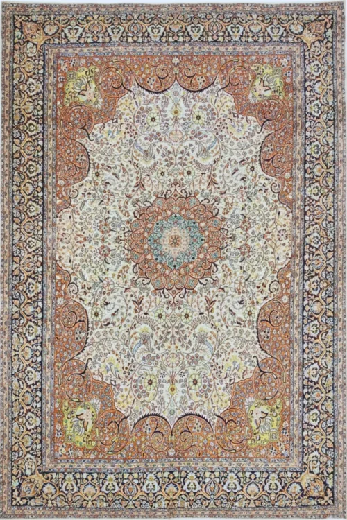 Kashan Medallion Pure Silk Hand Knotted Carpet