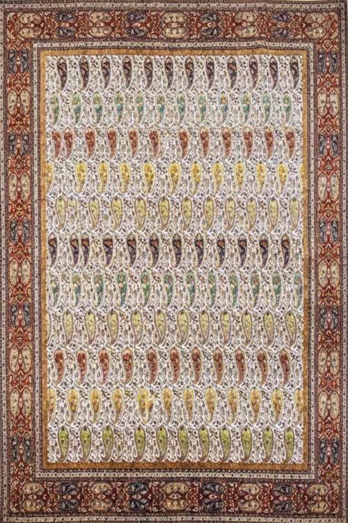 Paisley Design Hand-Knotted Pure Silk Carpet
