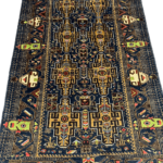 Dark Blue Afghan Caucasian Handmade Carpet