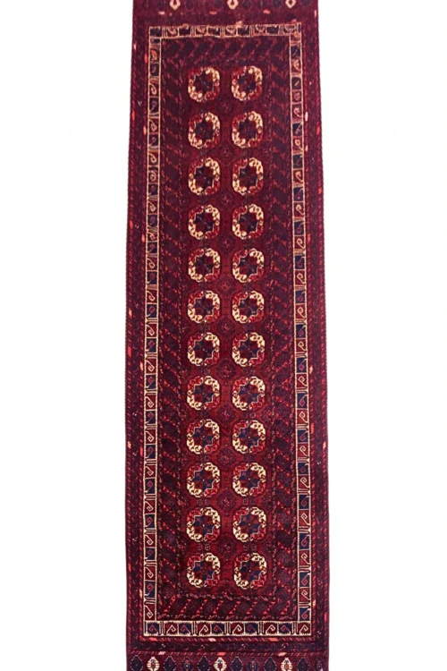 Afghan Maroon Bokhara Handknotted Runner