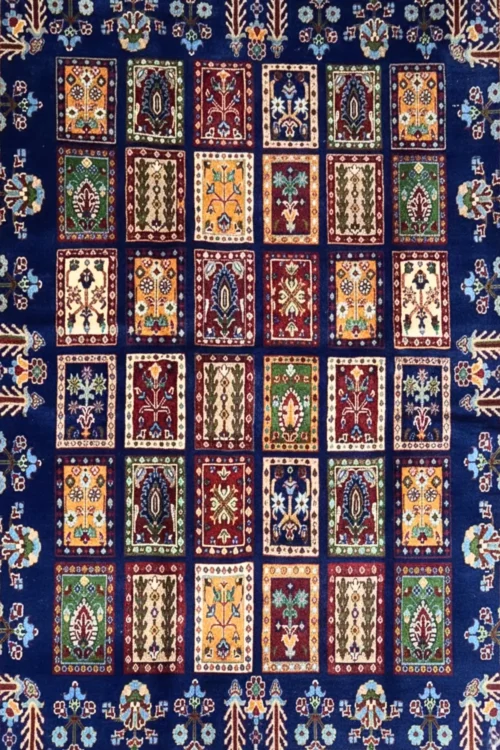 Blue Pashto Pattern Handmade Afghan Carpet