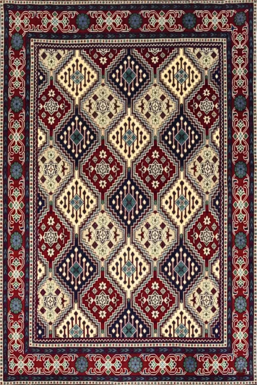 Diagonal Deux Afghani Handknotted Carpet