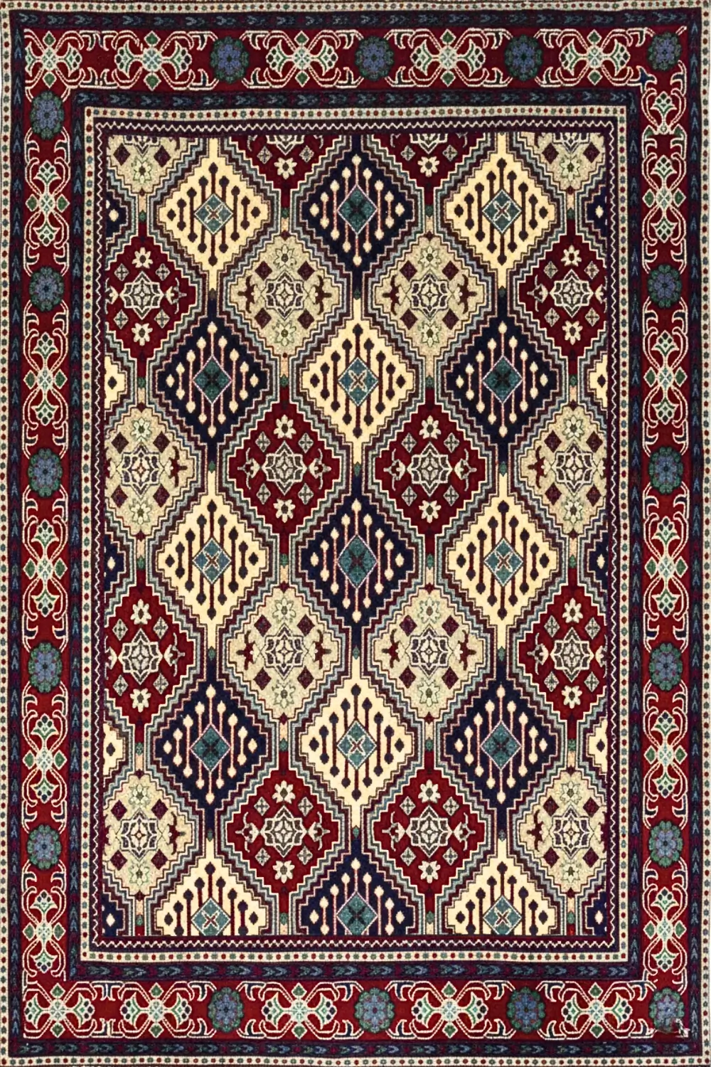 Diagonal Deux Afghani Handknotted Carpet