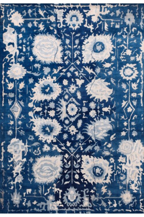 Blue handmade modern area rug