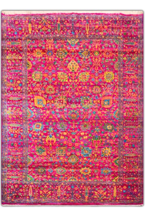 Pink Handmade Sari Silk Carpet