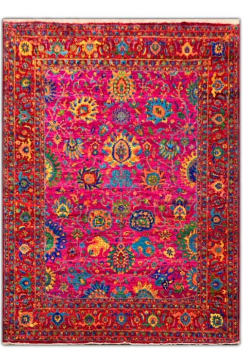 Majenta handmade sari silk carpet