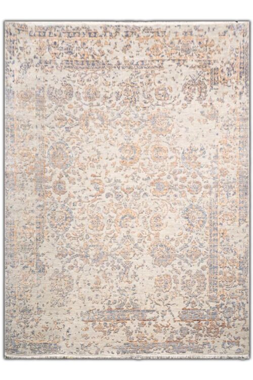 blue and ivory handmade modern carpet