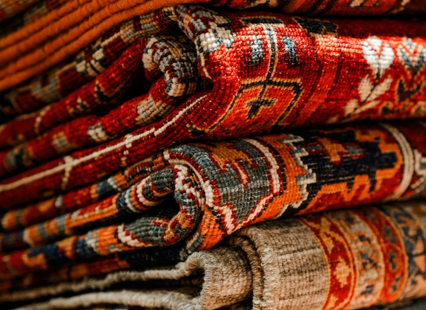 Afghans and Kilims from Yak Carpet, India