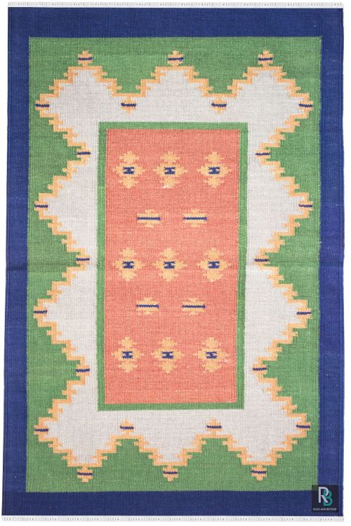 Rainbow Rust Modern Cotton Dhurrie