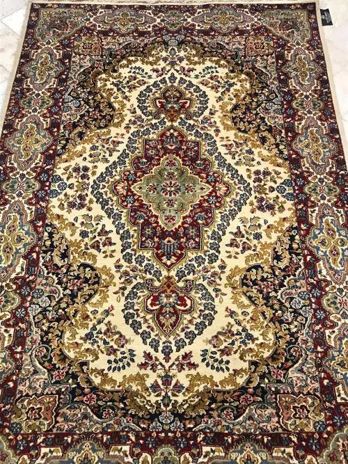 Vintage Ivory Kashan area rug