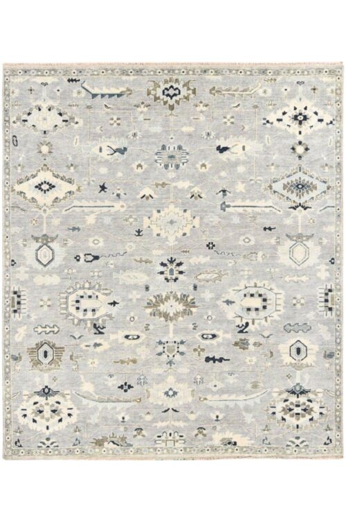 Oushak grey handknotted rug