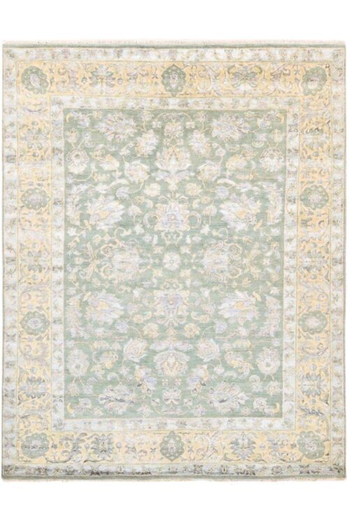 Sage green handmade wool carpet