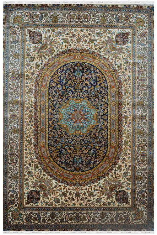 Kashan Medallion Pure Silk Carpet