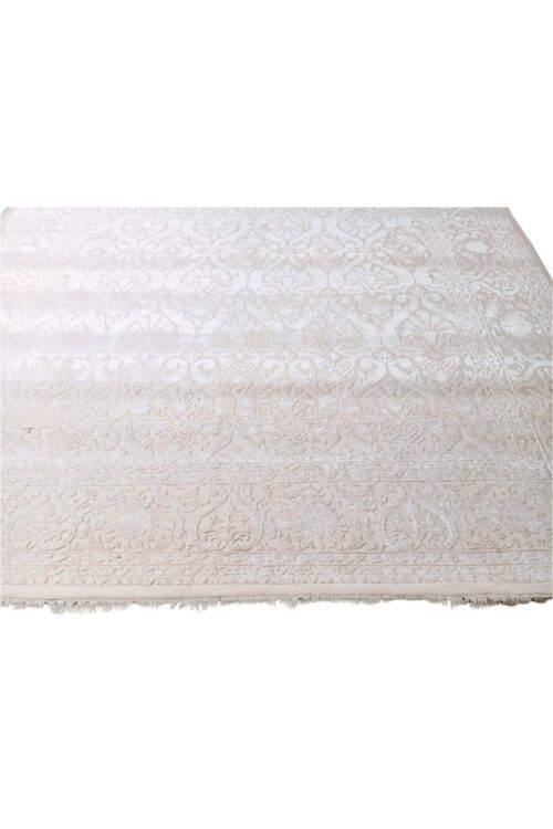 Exclusive Silver Embossed Woolen Handknotted Carpet