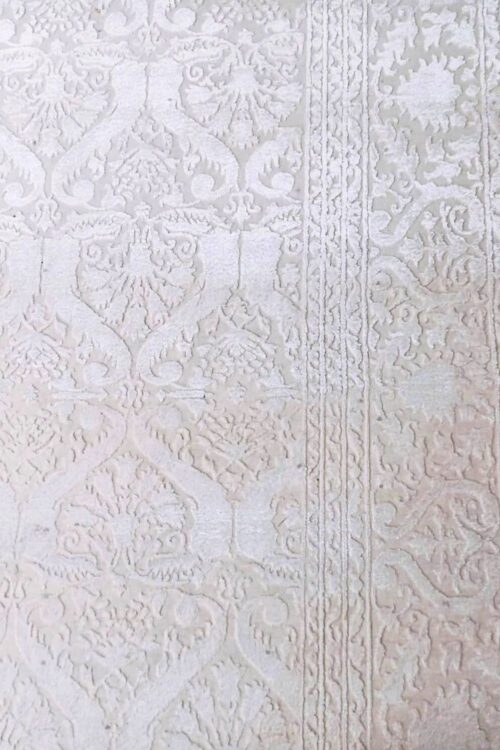 Exclusive Silver Embossed Woolen Handknotted Carpet