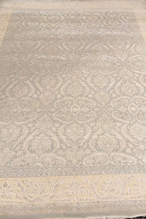 Grey Embossed 8x10 Handknotted Area Rug