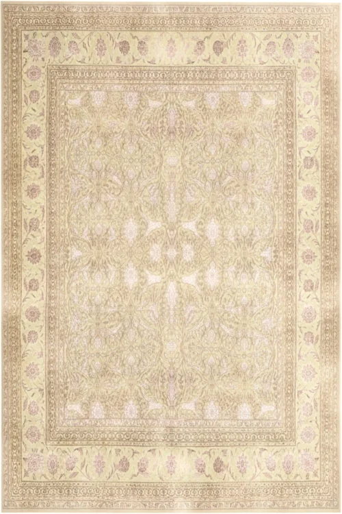 Cream Blush Embossed 9×12 Handknotted Area Rug