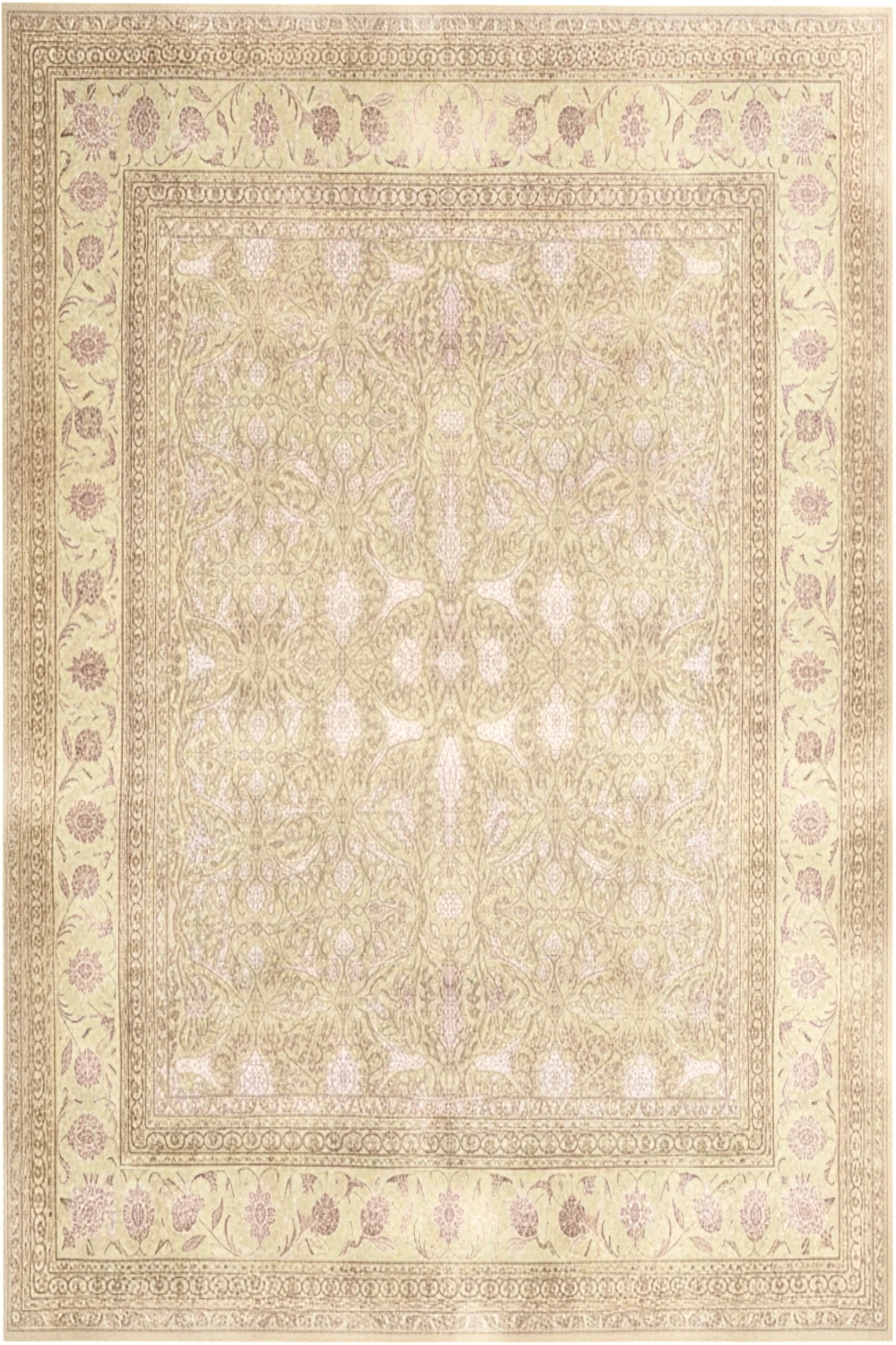 Cream Blush Embossed 9×12 Handknotted Area Rug