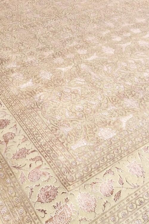 Cream Blush Embossed 9x12 Handknotted Area Rug