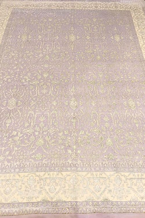 Lilac Bloom Embossed Handknotted Area Rug