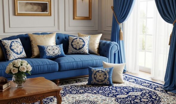 Kashan Navy Blue Handmade Carpet