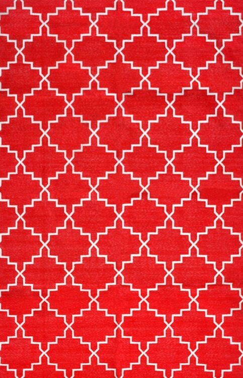 Red Zanjir Flat Woven Cotton Panja Dhurrie
