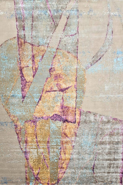 Ochre Mauve Artistic Handmade Modern Carpet