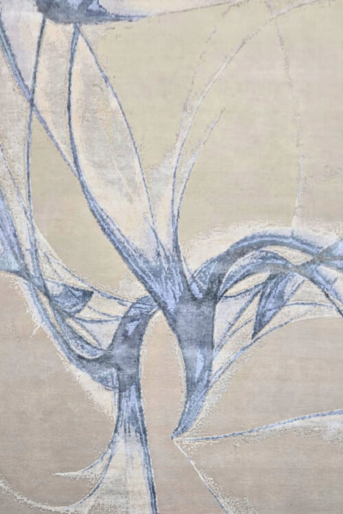 Ivory & Blue Brush Handmade Modern Rug