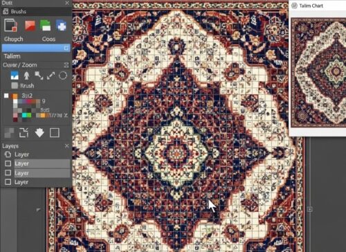 Most handknotted carpets are made by skilled artisans who rely heavily on visuals and graphs. CAD generates accurate design graphs (also called Talim charts) that weavers can follow knot by knot. This results in faster production with fewer errors, especially for complicated motifs.  