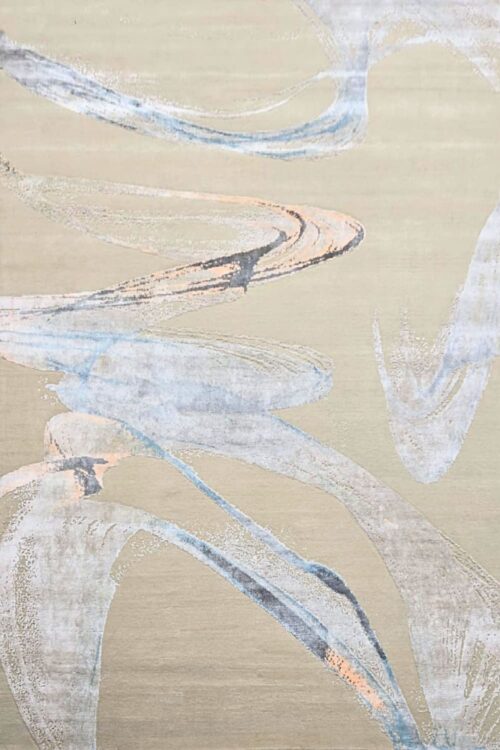 Pastel Ivory Strokes Modern Handmade Carpet