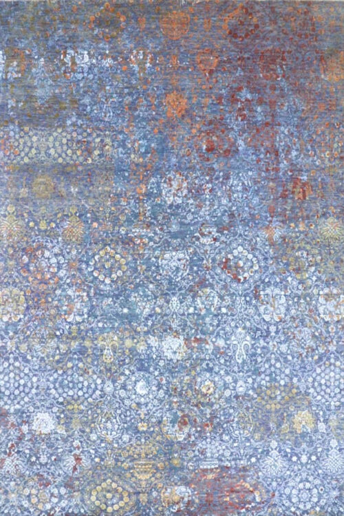 This is a Modern Transitional Handknotted Carpet. It is a combination of classical Persian motifs and an overdyed/distressed finish, which provides it with a modern appearance without changing the traditional motifs.