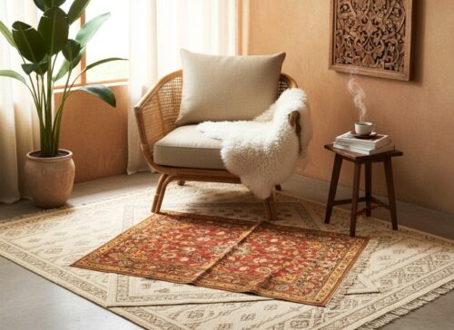 Tropical South East Asian climate does not imply that you cannot have the warmth of the snugs. Carpets made of fine wool and silk are also used to ensure the interiors remain soft to step on and attractive to look at. Reading corners or underplays can be made warmer and colored by laying some smaller-sized rugs in all reading corners.  