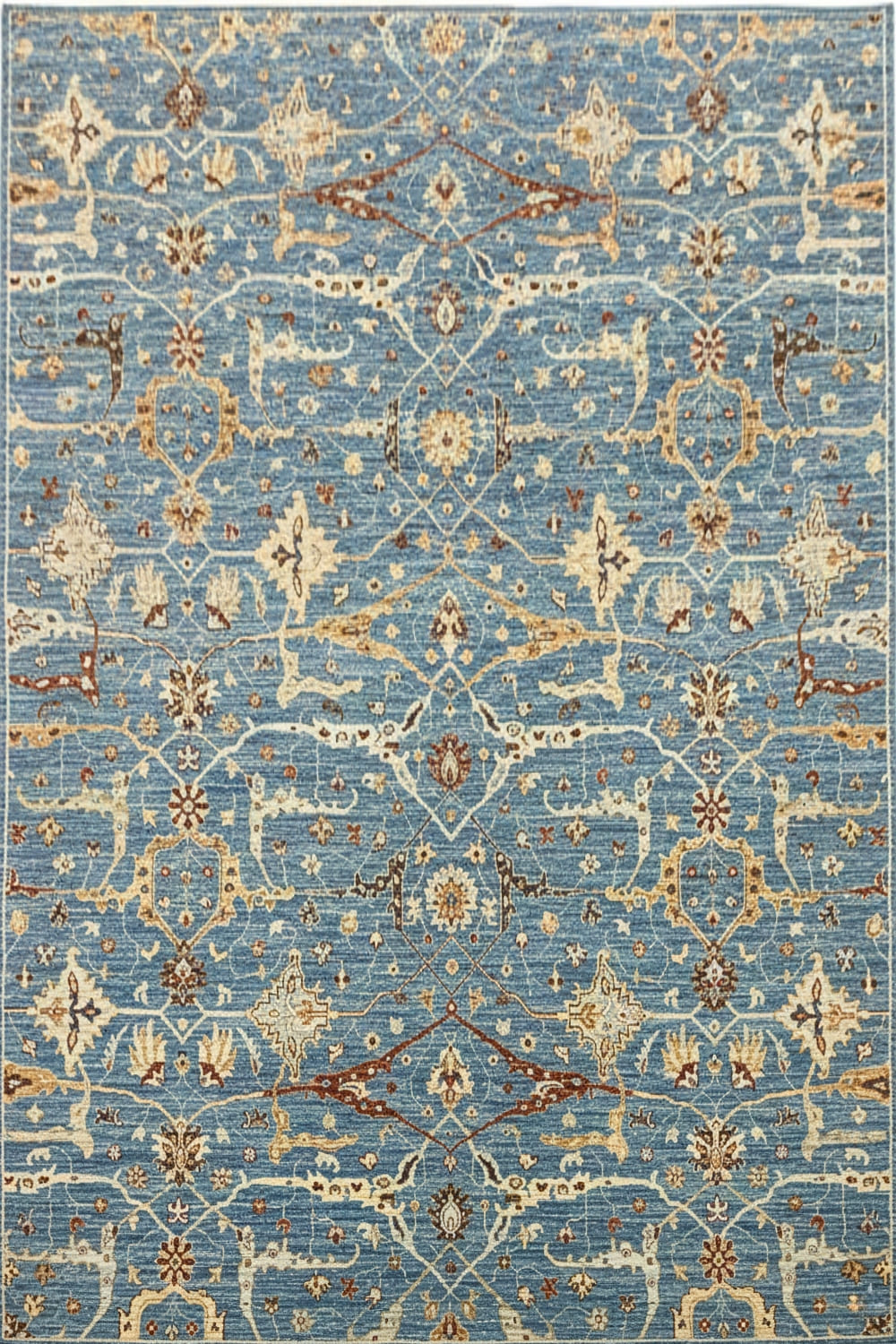 Blue All over Floral Handmade Oushak Rug