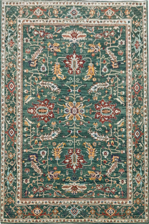 Green Jewel Medallion Handmade Rug