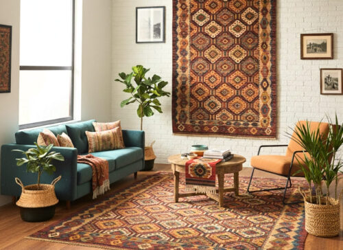 In case you want to be less raw, you can use Kilim runners or throws on your dining or coffee table. The Kilim runners would make your table look lovely and styled, whereas the small Kilim would be a layered and comfortable appearance when laid on a couch or a bed. This information is not complex but effective as it provides a burst of colour and texture without cramming the area.