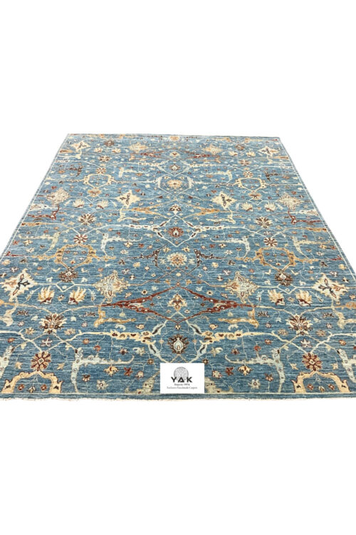 Blue All over Floral Handmade Oushak Carpet