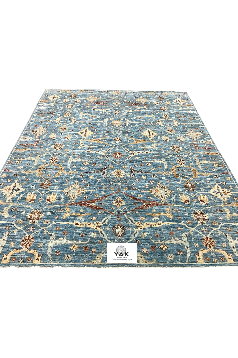 Blue All over Floral Handmade Oushak Carpet