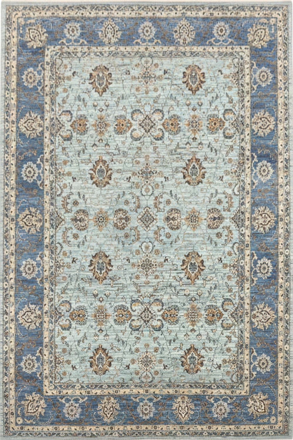 Fleur-de-Blue Handmade Transitional Rug