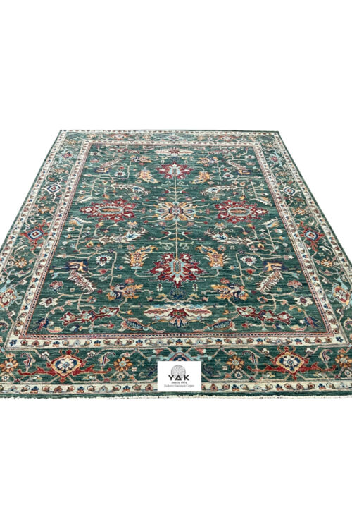 Green Jewel Medallion Handmade Carpet