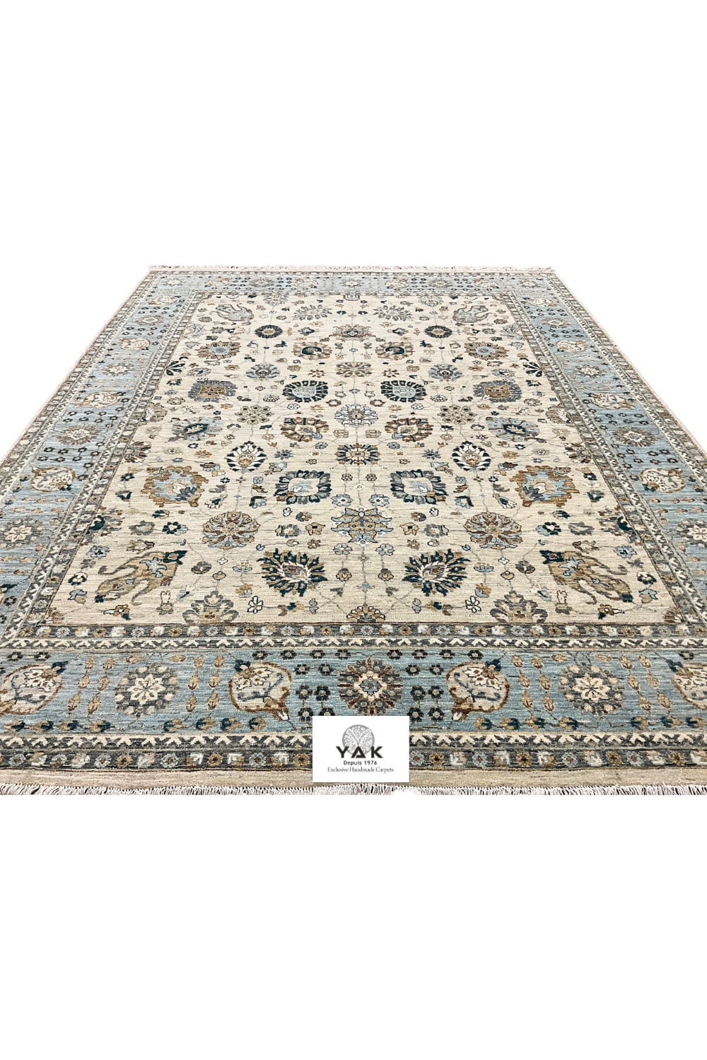 Ivory Pearl Garden Oushak Handmade Carpet